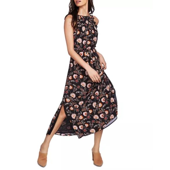 1.State High Neck Garden Maxi Dress Size XS Black Floral Ruffles Sleeveless New - Picture 10 of 10